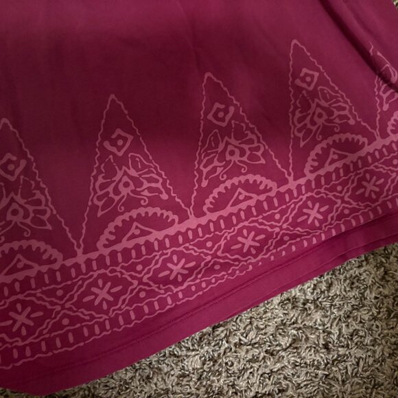 Tea Collection Dress 8 Maroon Geometric Print Short Flutter Sleeves 100% Cotton - Picture 2 of 3